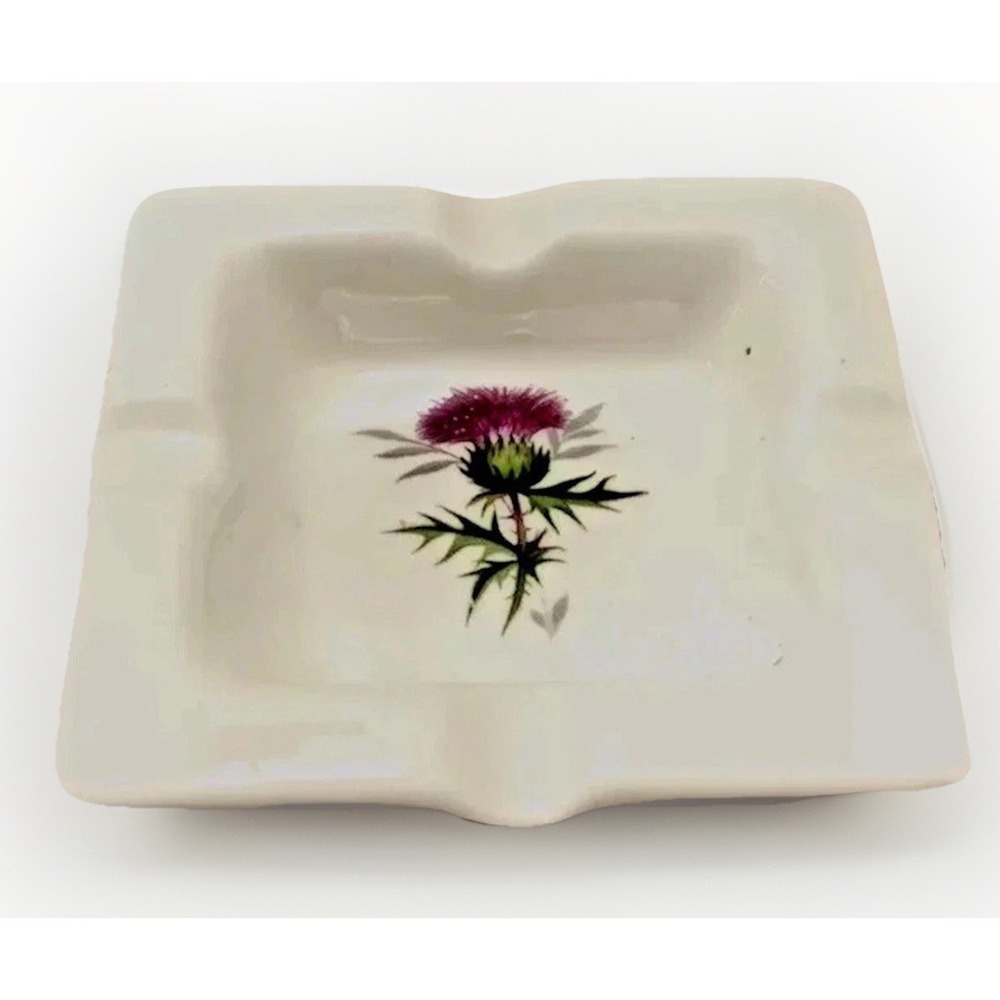 VTG Luckenbooth Bone China Scottish Thistle Pattern Trinket Dish Ashtray Rare